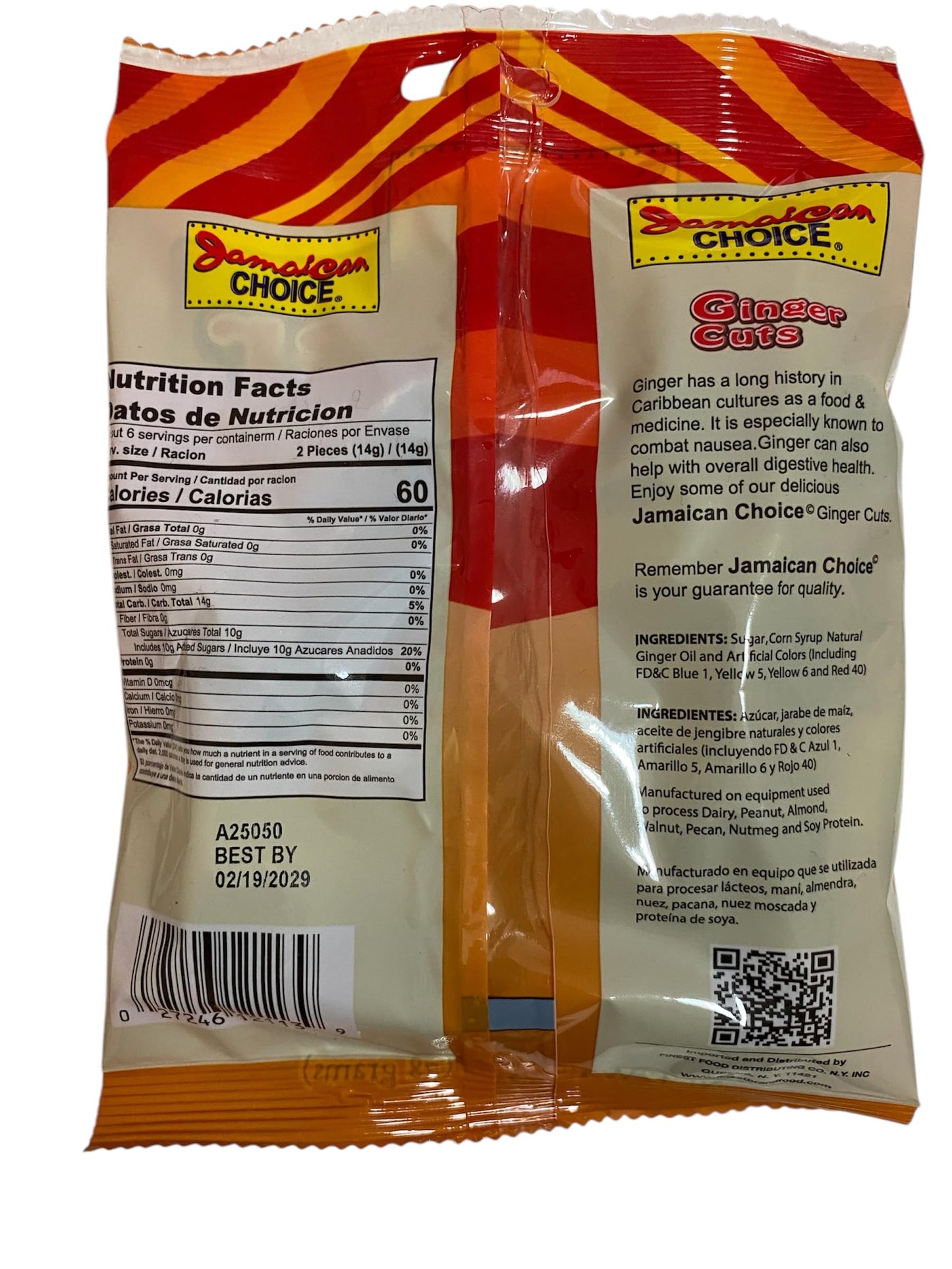 Jamaican Choice Ginger Cut Kosher Candy 2.75 Ounces