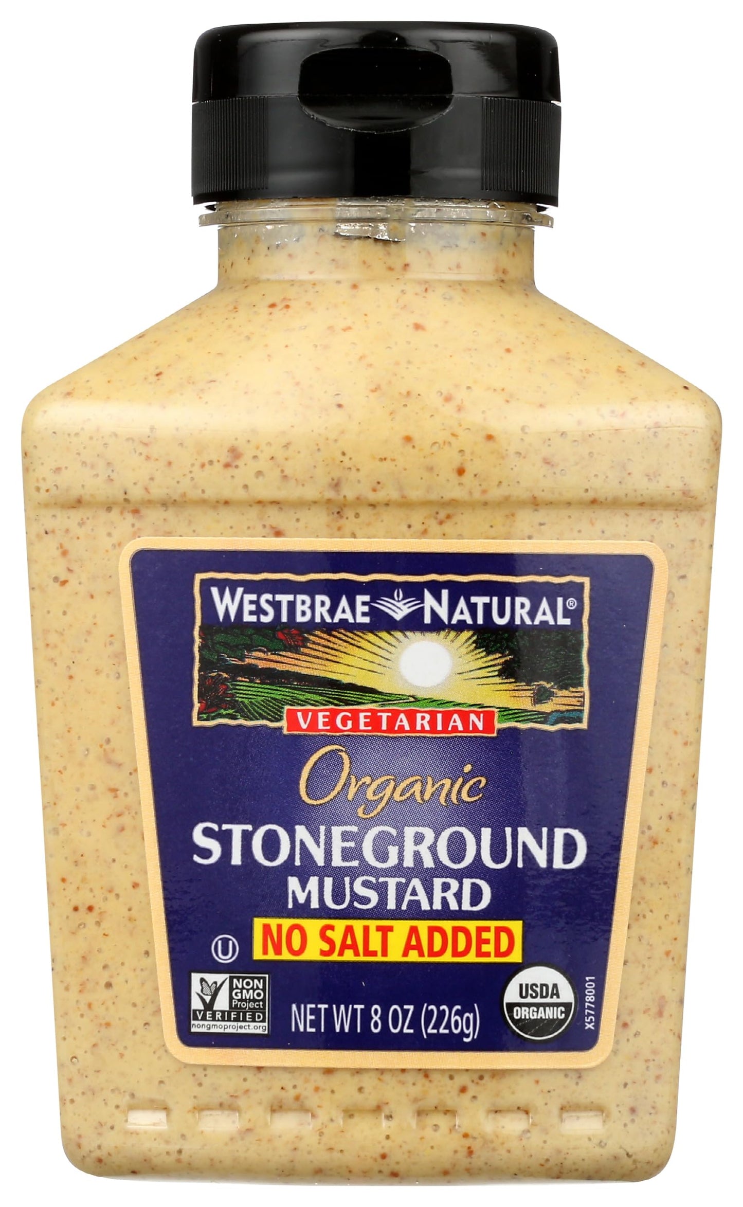 Westbrae Natural Stoneground Mustard, No Salt Added, 8 oz