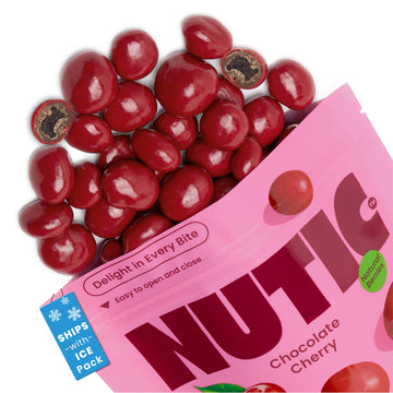Nutic Chocolate Covered Cherries - 2LB, Tart Dried Fruit Coated in White and Milk Chocolate - Chocolate Dried Red Cherry Cordial