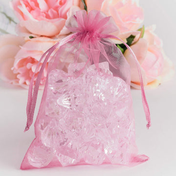 100 Pack 5X7 Inch Mini Sheer Drawstring Organza Transparent Bags Jewelry Sack Pouches For Wedding, Party Decorations, Arts Craf
