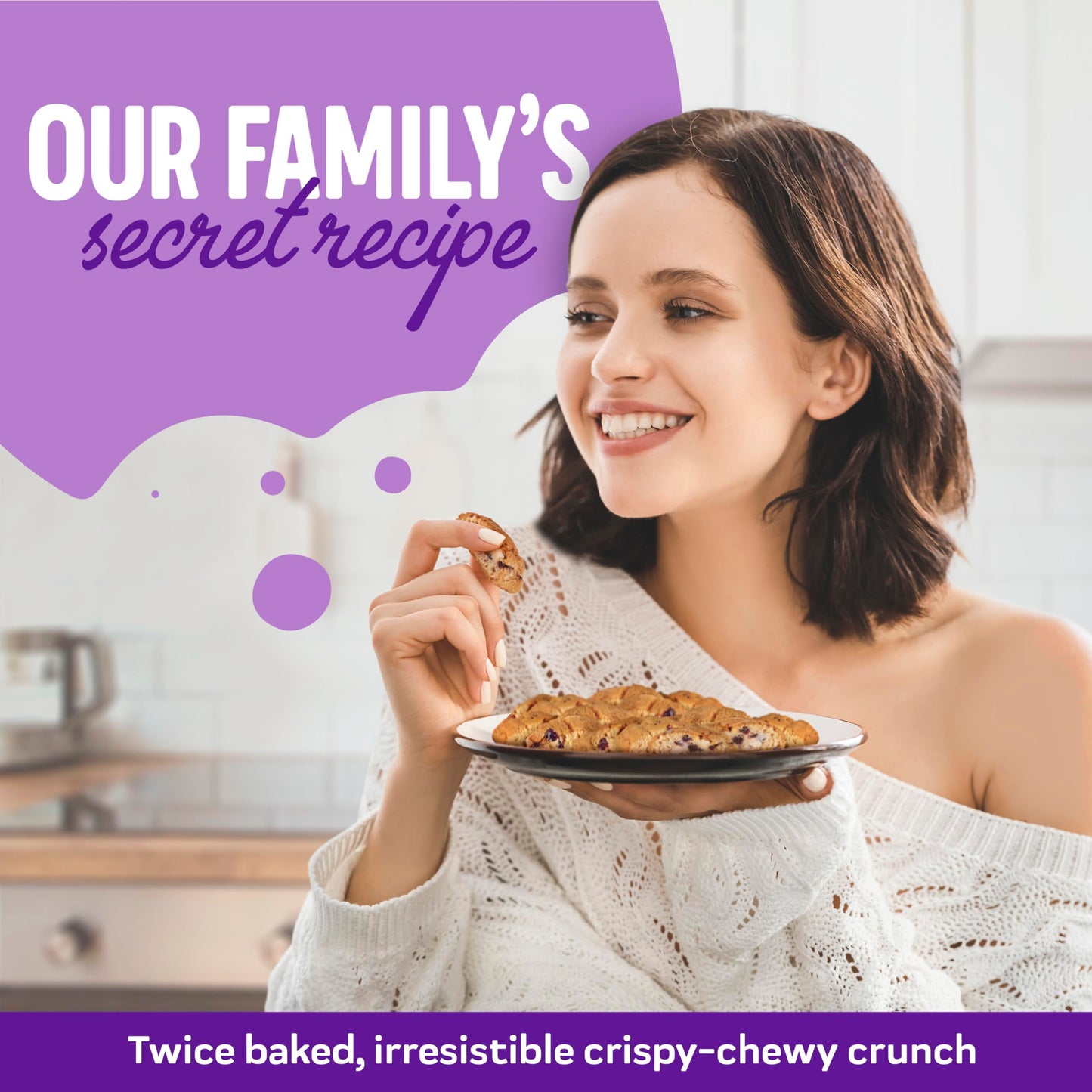Cooper Street Italian Biscotti Cookies - Twice Baked Biscotti Style Cookie Biscuits In Delicious Blueberry Lemon Flavor | Crispy, Light And Healthy Cookies | Peanut & Dairy Free | 5Oz | 6 Pack