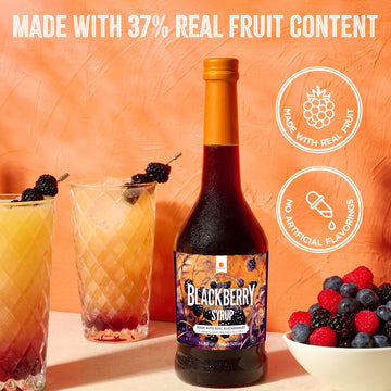 Gourmanity Blackberry Syrup, 3 Ingredients Only, Sweet And Tart Flavor, Great For Soda, Iced Tea, Lemonade And Cocktails, No Art