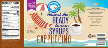 Hypothermias Cappuccino Ready To Use Gallon (128 Fl. Oz) Hawaiian Snow Cone Flavors Syrup - Shaved Ice, 100% Pure Cane Sugar