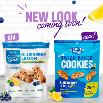 Cooper Street Twice Baked Mini Biscotti Italian Style Cookies - 5 Pounds of Lemon Blueberry Gourmet Cookies Ideal With Coffee Or