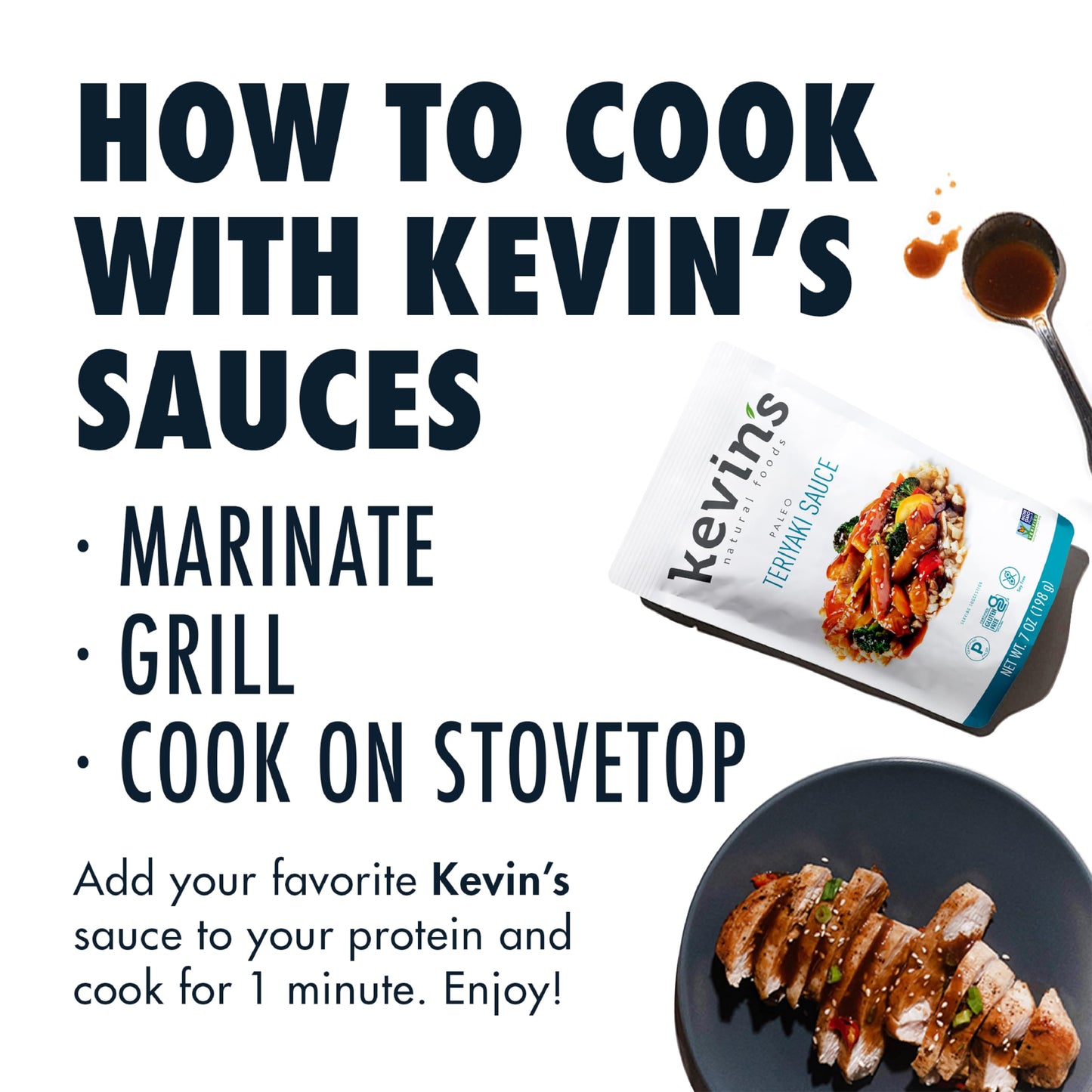 Kevin'S Natural Foods Teriyaki Sauce - Paleo Simmer Sauce - Stir-Fry Sauce, Gluten Free, No Preservatives, Non-Gmo - 3 Pack (Ter