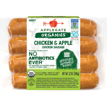Applegate Organic Dinner Sausage Chicken & Apple, 8 Oz
