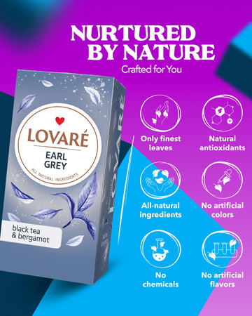 Lovare Earl Grey Tea Bags 48 G - Made In Ukraine - Black Tea And Bergamot - Tea Bags - Gift Box For Tea Lovers (24 X 2 G)