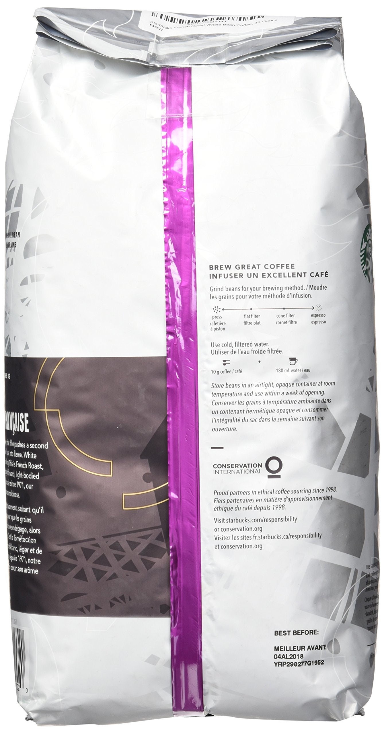 2 Packs Of 40 Oz Starbucks French Roast Whole Bean Coffee = 2 X 40 Oz = 80 Oz