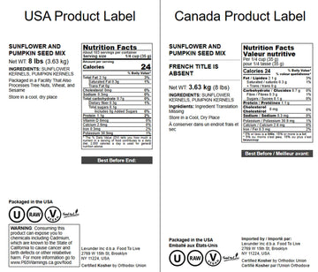 Food to Live Sunflower and Pumpkin Seed Mix, 8 Pounds - Natural Snack, Rich in Protein, Perfect for Snacking, Baking and Salads,