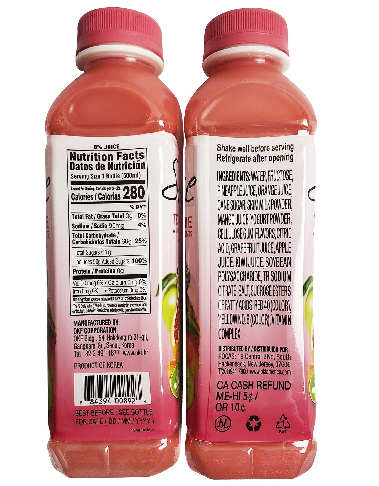 OKF Smoothie Multi Vitamin Drink, Tropical Flavor, 16.9 Fl Oz, Pack of 10