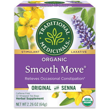 Traditional Medicinals Tea, Organic Smooth Move, Relieves Occasional Constipation, Senna, 32 Tea Bags