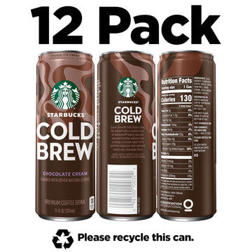 Starbucks Cold Brew Coffee, Chocolate Cream, 11 Fl Oz Cans (12 Pack), Premium Coffee Drink, Iced Coffee