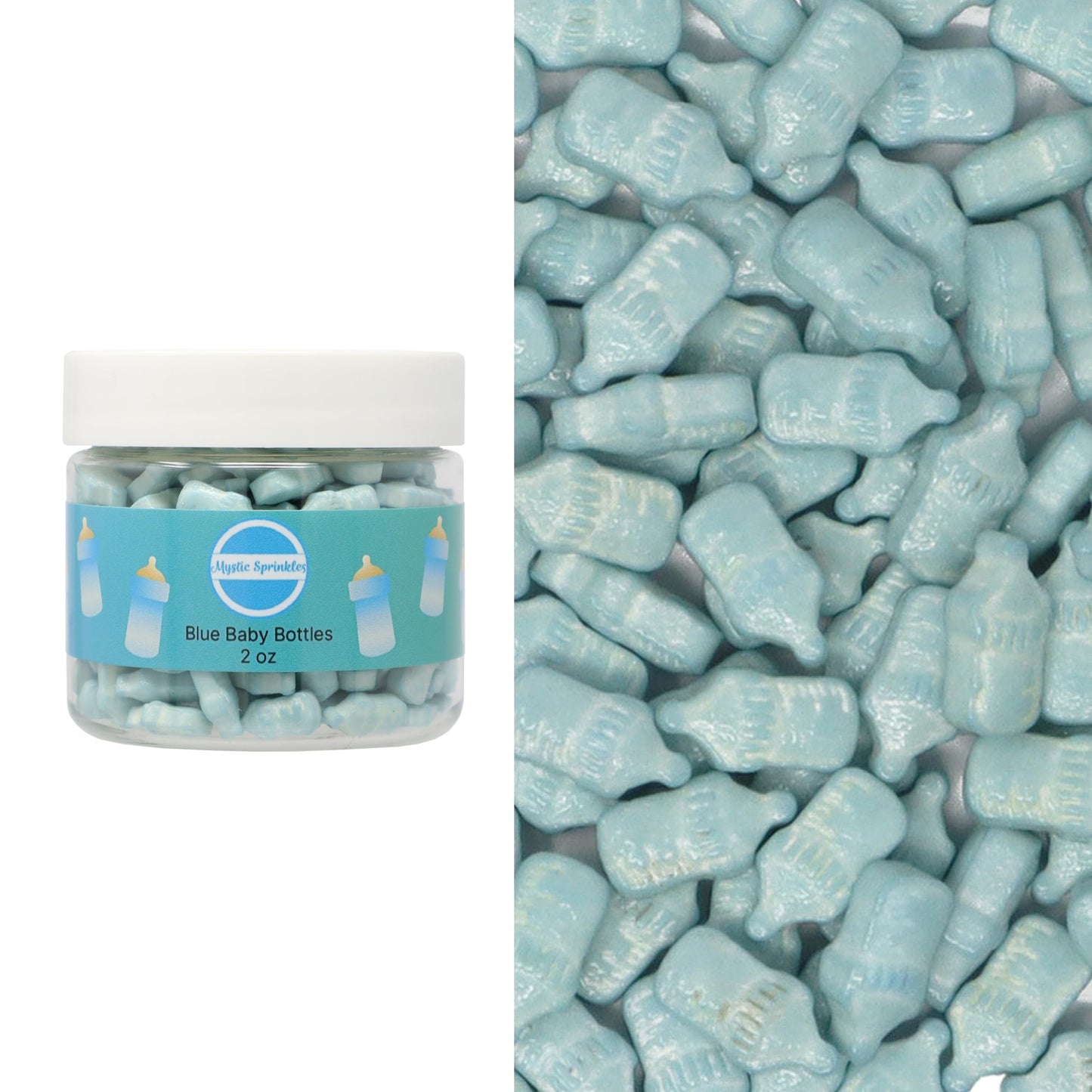 Mystic Sprinkles Baby Shower Themed Candy Shapes Sprinkles (Blue Baby Bottles 2Oz Jar)