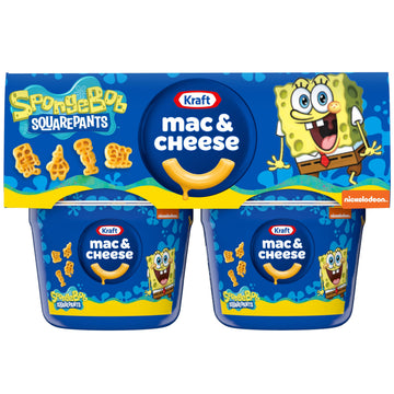 Kraft Macaroni & Cheese Spongebob SquarePants Shapes Dinner, (4 ct Pack, 1.9 oz Cups), packaging may vary