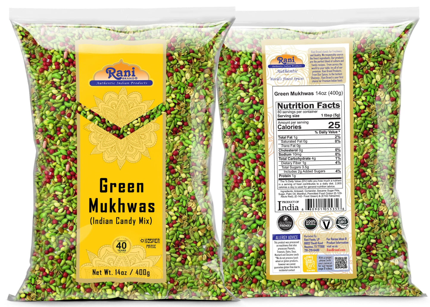 Rani Green Mukhwas (Special Digestive Treat) 14Oz (400G) ~ Vegan | Indian Candy Mouth Freshener | Kosher