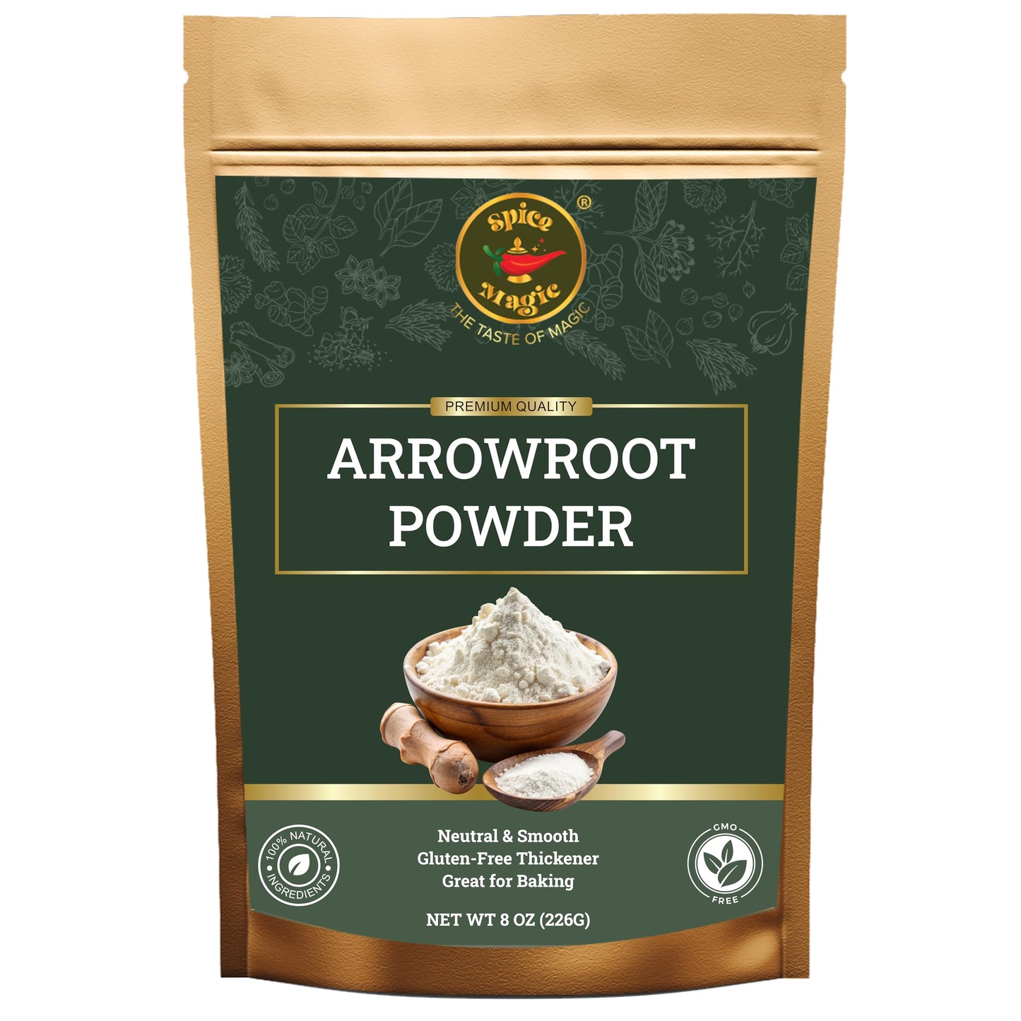 Spice Magic Arrowroot Powder 8 Oz (226G) - Top-Grade Gluten-Free Thickener Perfect For Sauces Gravies Baking And Soups.
