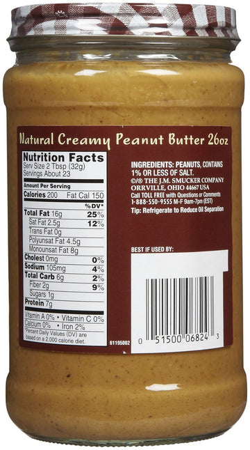 Smucker's Creamy Natural Peanut Butter, 26 oz, 2 pk