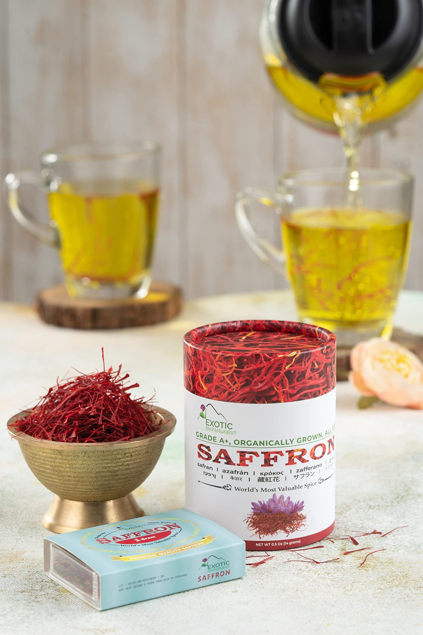 Exotic Bionaturals Saffron 1 Gram | Super Negin Grade A+ Saffron Threads | Pure All Red Saffron Spice For Culinary Use As Paella