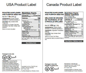 Food To Live Dry Roasted Sunflower And Pumpkin Seed Mix, 1 Pound - Oven Roasted, No Oil Added, Natural Snack, Rich In Protein, P