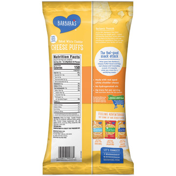 Barbaras Bakery - Baked White Cheddar Cheese Puffs - Case of 12 - 5.5 oz.