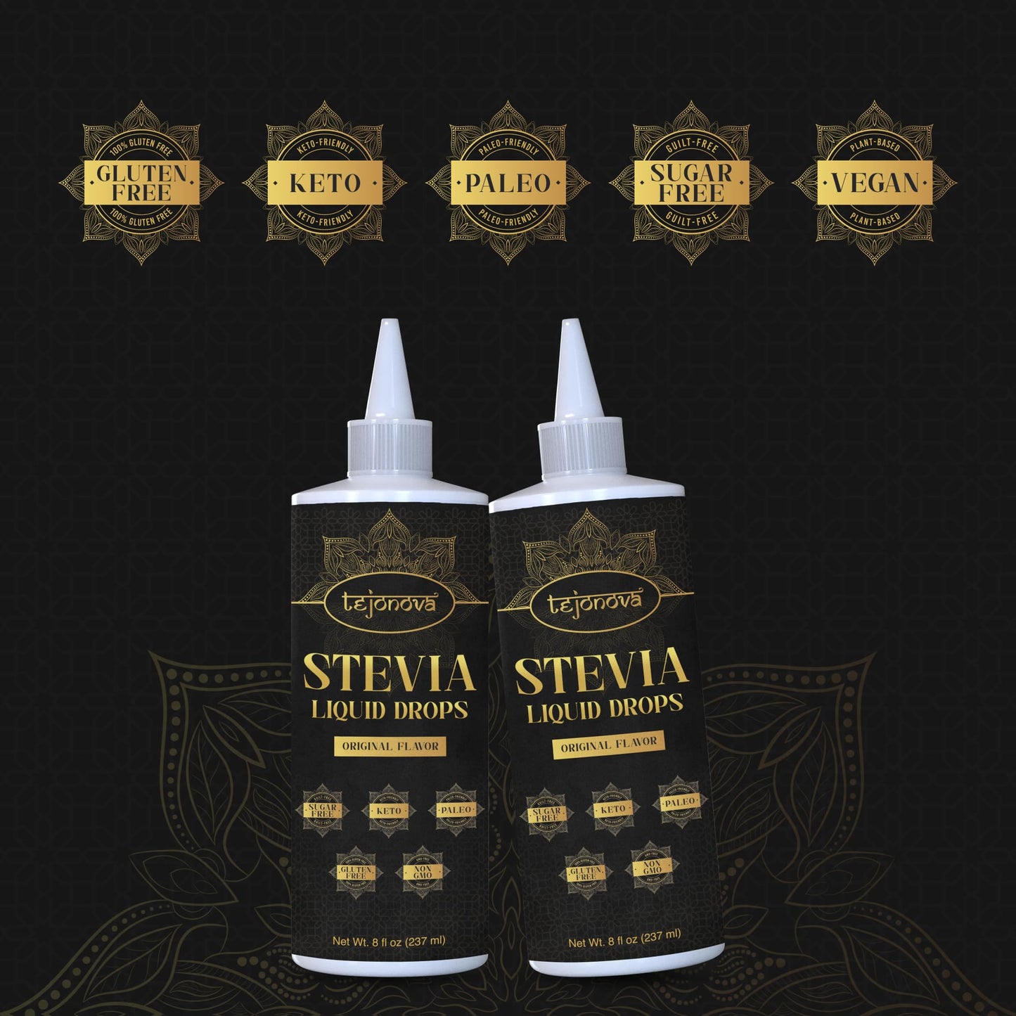 Tejonova Stevia Liquid Drops, 8Oz, Zero Calorie Stevia Liquid Sweetener From Pure Stevia Extract, Stevia Sweetener For Drinks, T