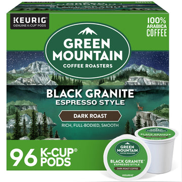 Green Mountain Coffee Roasters Black Granite, Keurig Single Serve K-Cup Pods, Espresso Style Dark Roast, 96 Count