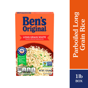 Ben'S Original Converted Brand Enriched Long Grain White Rice, Parboiled Rice, 1 Lb Box (Pack Of 12)