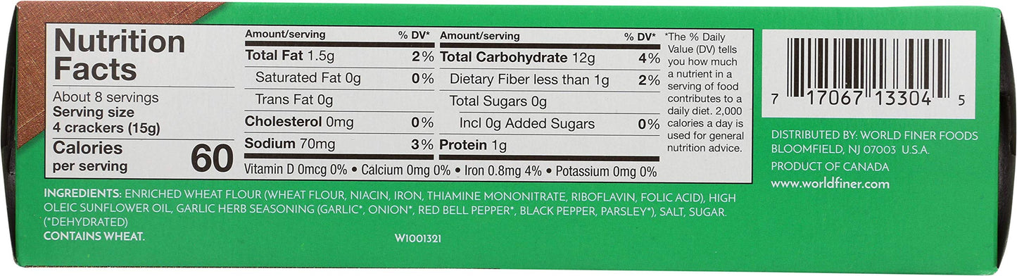 Wellington Garlic & Herb Water Crackers, 4.4-Ounces (Pack of 12)