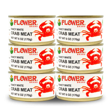 Flower Brand Premium Select Crab Meat Canned Gluten Free Food, High Protein (Pack of 6)
