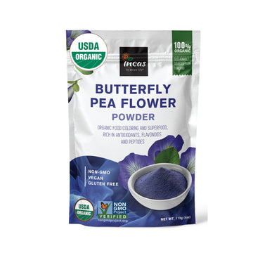 Incas 100% Usda Organic Butterfly Pea Flower Powder (4 Ounce) | Organic Blue Matcha Tea | Non-Gmo Verified Extract From Thailand