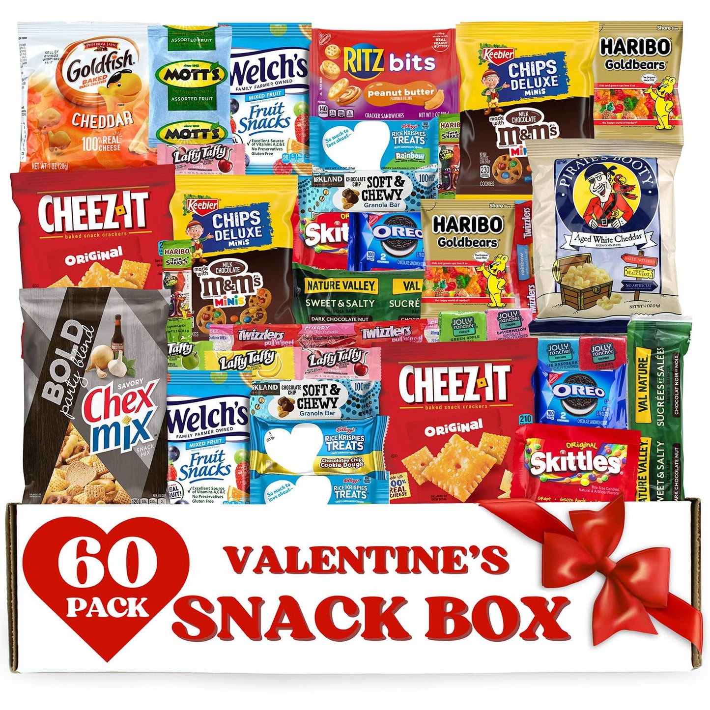 Variety Snack Box For Adults - 60 Count Care Package For Kids, College Students, And Office - Assorted Chips And Treats In A Beautiful Gift Box