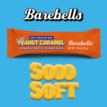 Barebells Soft Protein Bars, Salted Peanut Caramel - 12 Count, 16g Protein, 1g Sugar, On-the-Go Snack, Chocolate Nutrition Bar