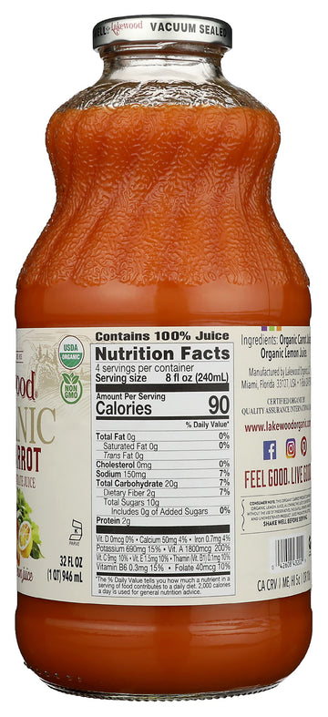 Lakewood Organic Fresh Pressed Pure Carrot -- (1 X 32 FL OZ)