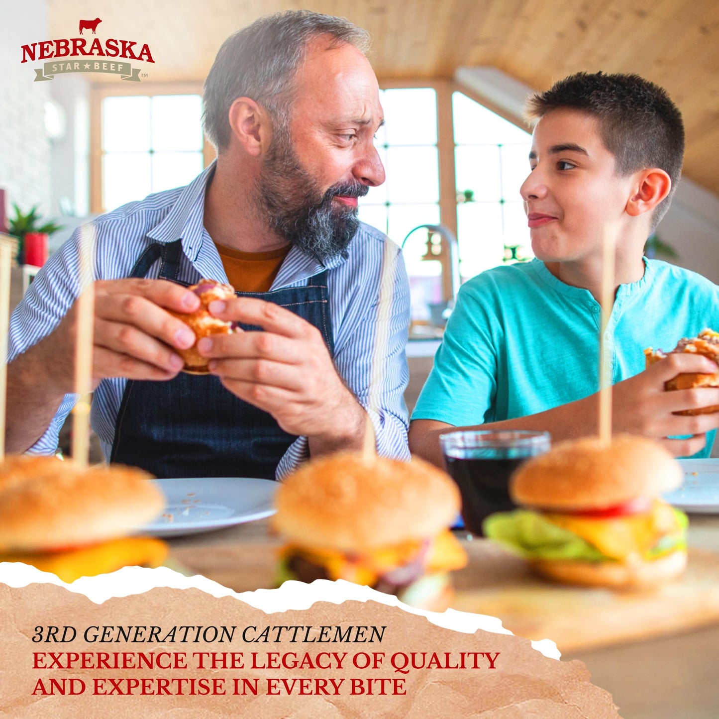 Nebraska Star Beef Angus Ground Beef, 80/20, Frozen Hamburger Patties, 10 x 1lb Packages