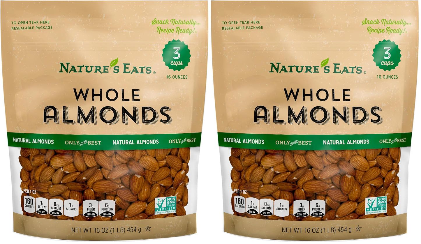 Nature s Eats Whole Almonds, Natural, 16 Oz (Pack of 2)