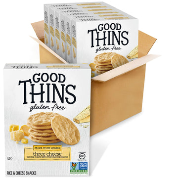 Good Thins Three Cheese Rice & Cheese Snacks Gluten Free Crackers, Bulk Snack Crackers, 6 - 3.5 oz Boxes