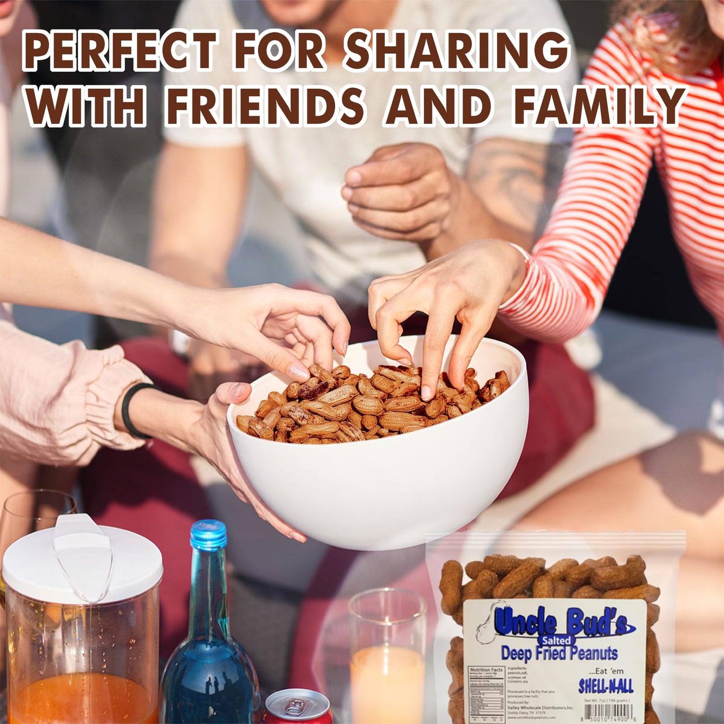 Jerky-n-Spice Uncle Buds Deep Fried Salted Peanuts In Shell 4-Pack | High Protein Snack, Travel-Friendly, Bulk Peanuts