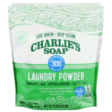 Charlies Soap Laundry Powder (300 Loads, 1 Pack) Hypoallergenic Deep Cleaning Washing Powder Detergent - Eco-Friendly, Safe, And