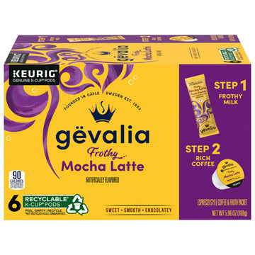 Gevalia Mocha Latte K-Cup & Froth Packets, 12 Count (Pack of 3), Multicoloured, Model 00043000057780