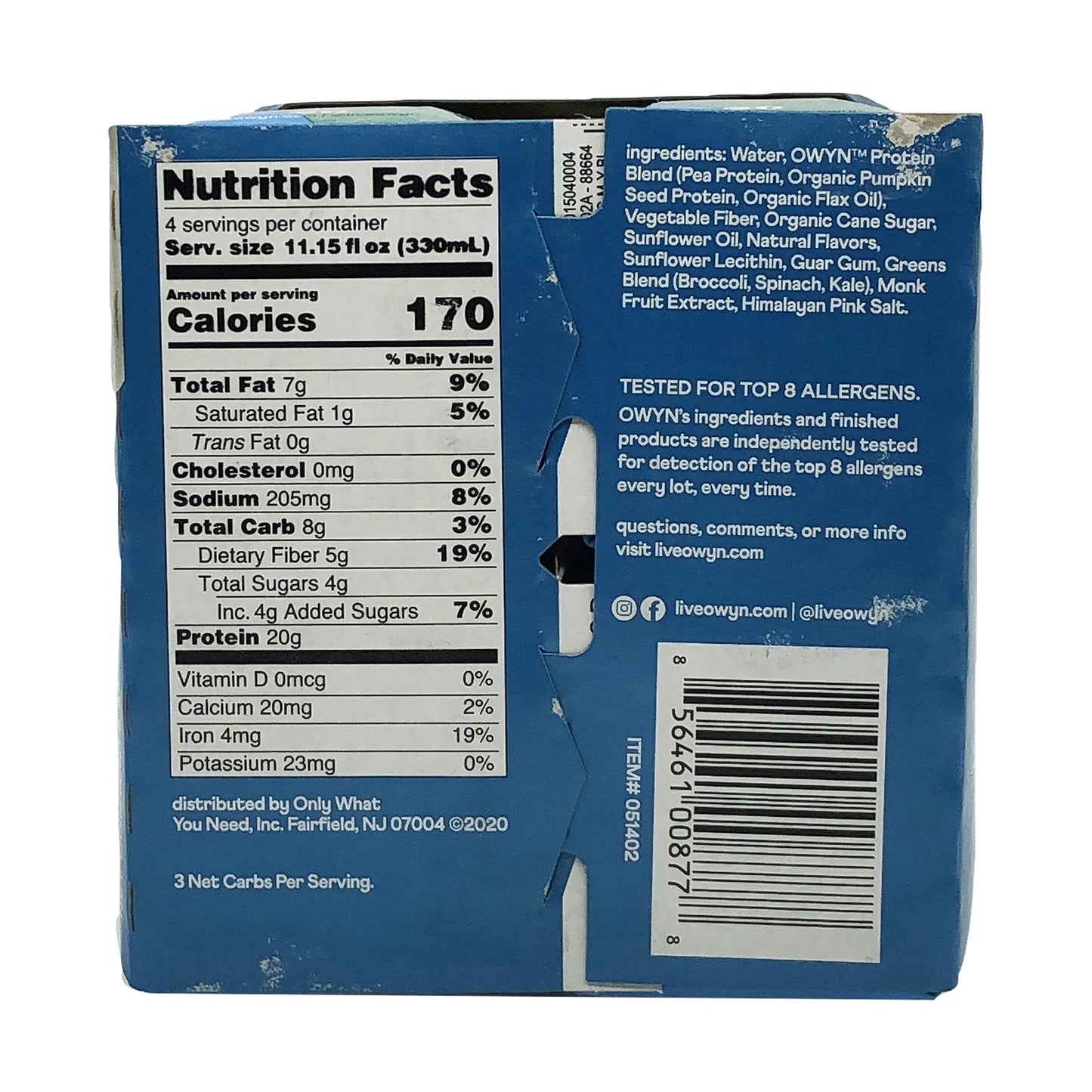 OWYN 100% Vegan Plant-Based Protein Shakes | Smooth Vanilla 11.15 Fl Oz (Pack of 4) | Dairy-Free Gluten-Free Soy-Free Tree Nut-Free Egg-Free Allergy-Free Vegetarian