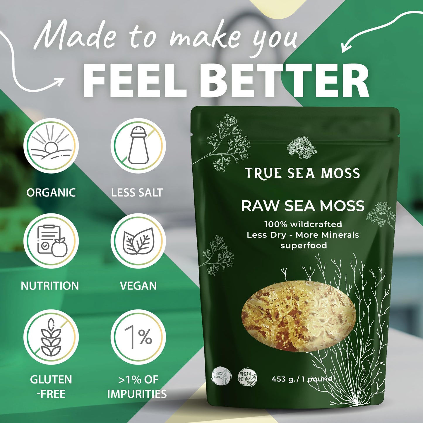 Sea Moss Raw By Trueseamoss (3 Pounds) - Wild Crafted Seamoss Raw - 100% Irish Sea Moss - Dried Sea Moss Advanced Drink - Clean