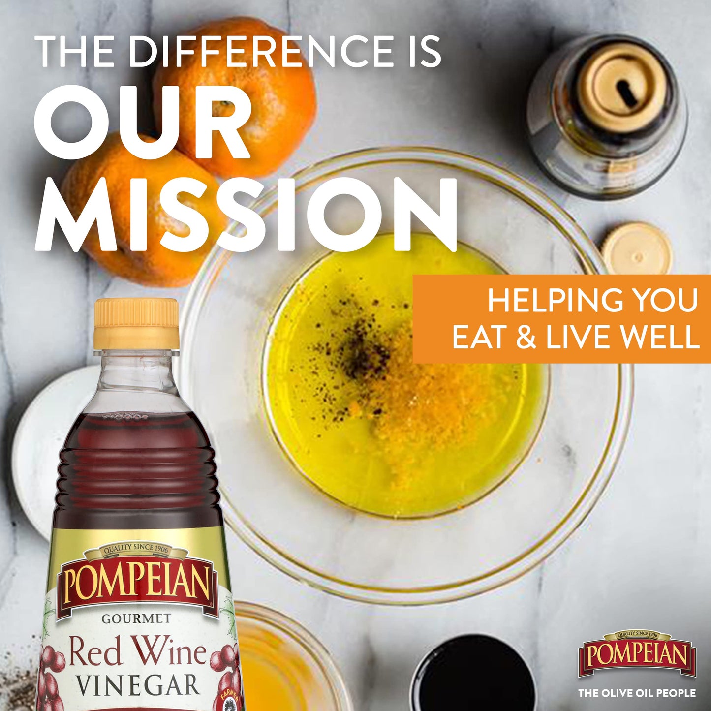 Pompeian Gourmet Red Wine Vinegar, Naturally Gluten Free, 30 Fl Oz, Perfect for Salad Dressings and Marinades