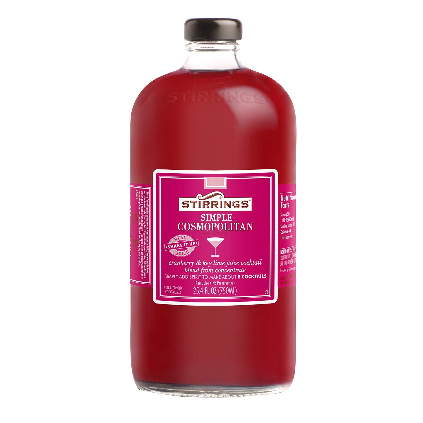 Stirrings Premium Cocktail Mixer, Simple Cosmopolitan, 750ml (25.4 Fl Oz), Pack of 1
