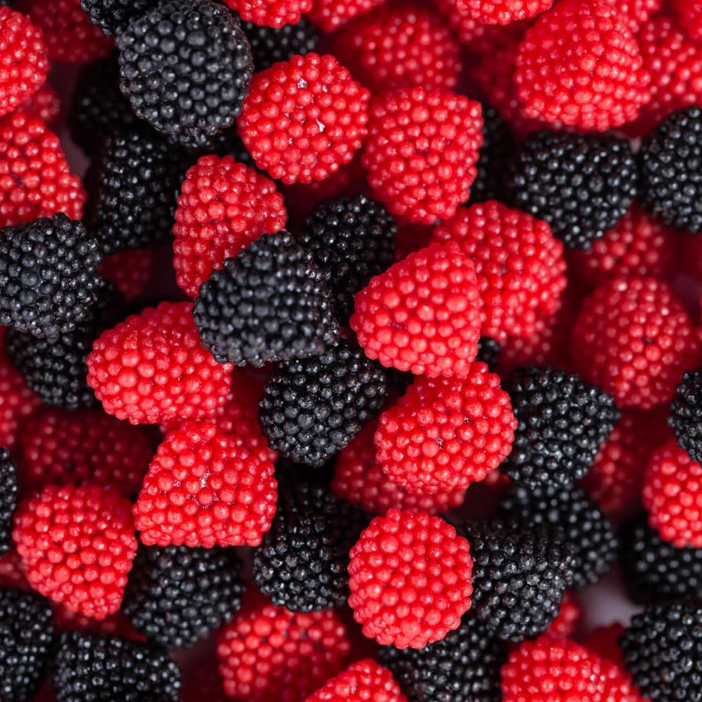 By The Cup Raspberries And Blackberries Soft Chewy Fruit Flavored Jells Covered In Candy Seeds, 2 Lb Bulk Bag
