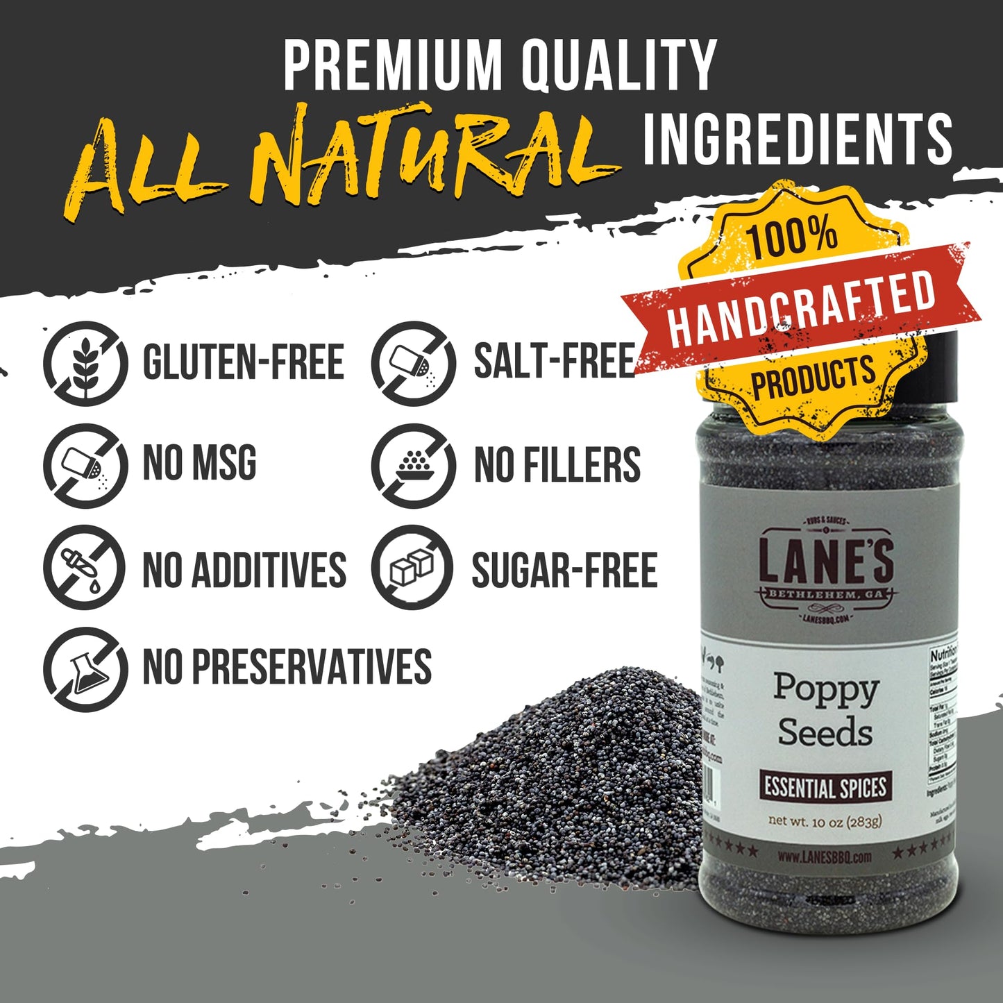Lane'S Black Poppy Seeds, All-Natural Poppy Seeds For Baking & Cooking, Add Flavor To Bread, Cakes, Muffins & Pastries, Made In