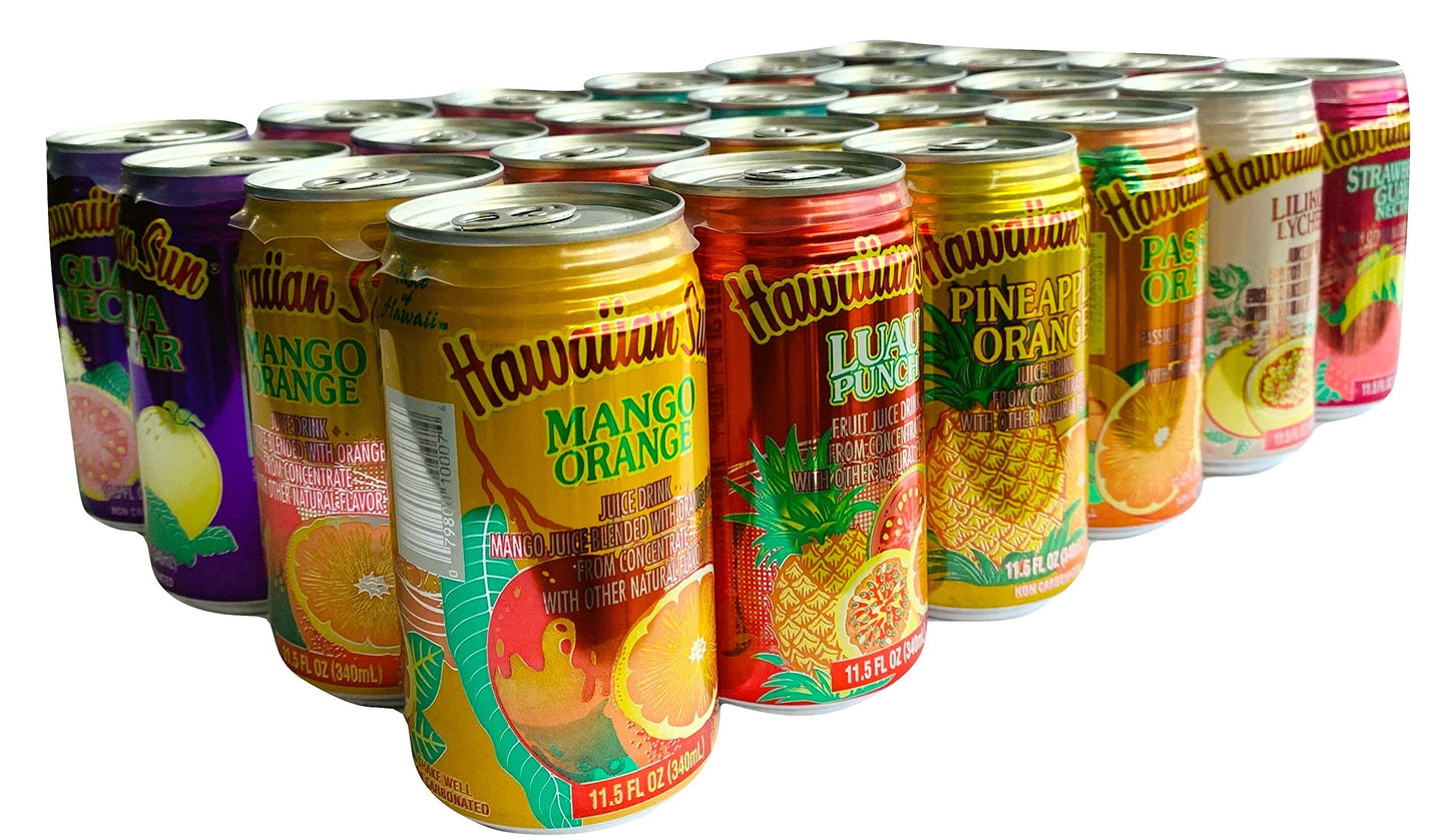 Hawaiian Sun Tropical Juice Drink Bundle, Assorted Flavors, 24 Cans, 11.5 Fl Oz Each