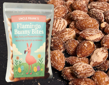 Gears Out Flamingo Bunny Bites – Roasted Salted Almonds – 8oz – Funny Easter Snack for mature-themeds & Teens – Made in USA