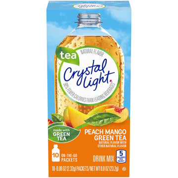 Crystal Light On The Go Peach Mango Green Tea Drink Mix, 10-Packet Box (Pack Of 9)