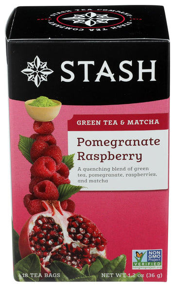 Stash Tea, Tea Pom Raspberry Matcha, 18 Count