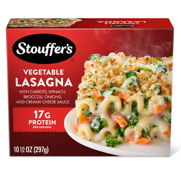 Stouffers Vegetable Lasagna, Single Serve, Frozen Entrees for One, Veggie Lasagna, Single Frozen Meals